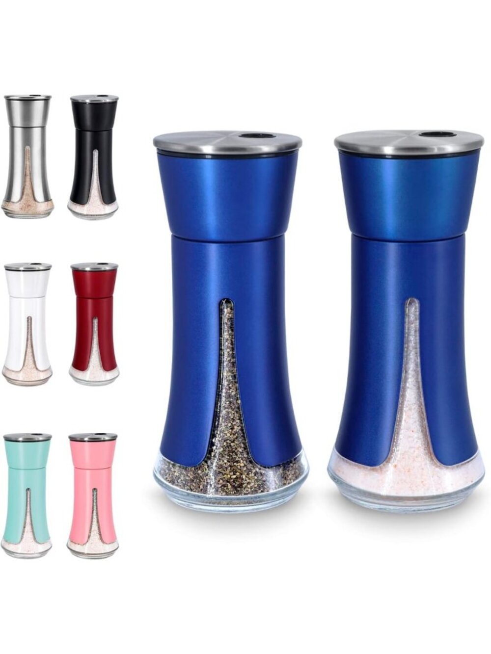 Blue Adjustable Salt and Pepper Shakers - Stylish Kitchen Decor for BBQ & Camp